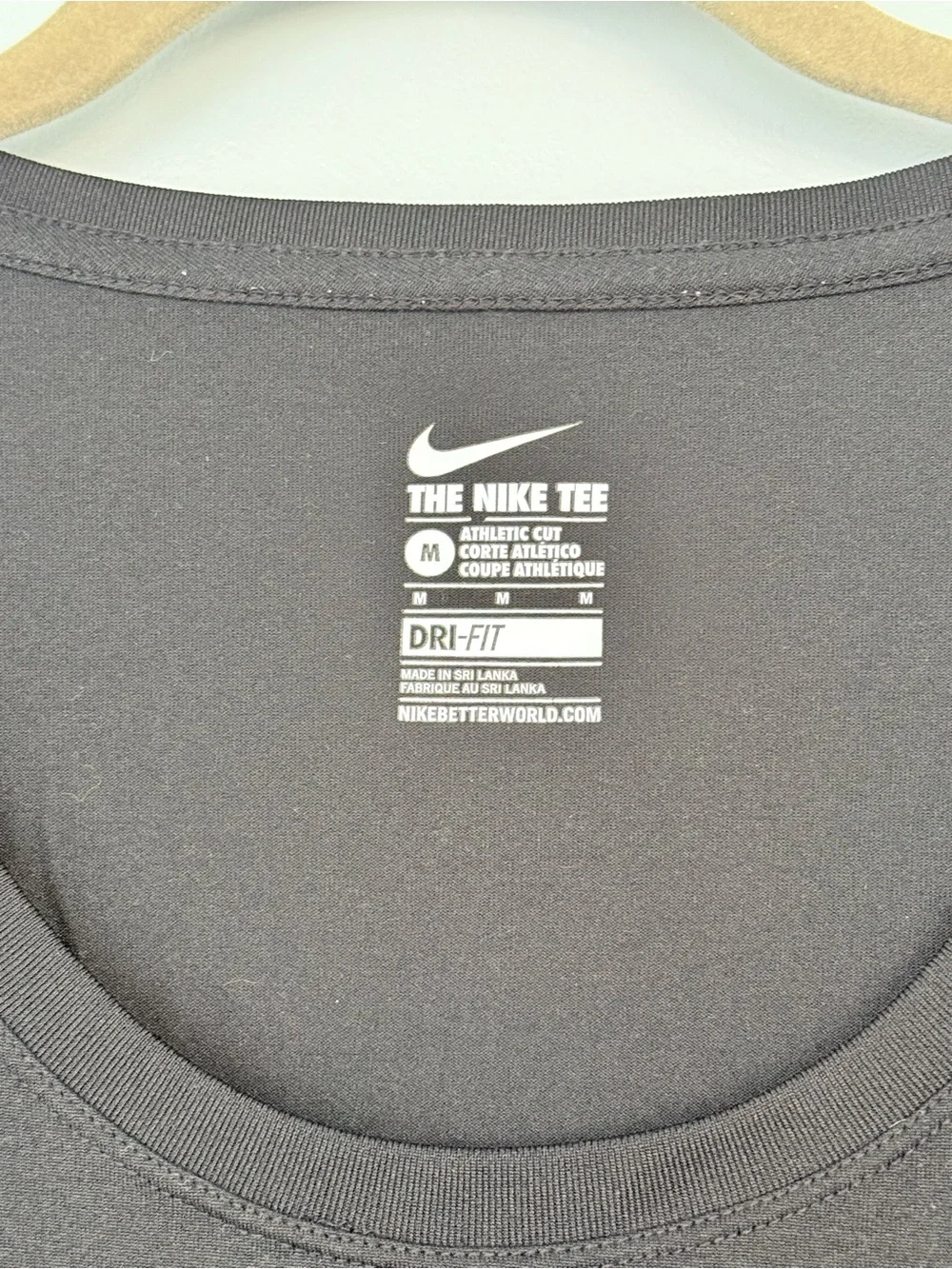 Nike Black Dri-FIT Long Sleeve Tee with White Logo and Sleeve Stripes
